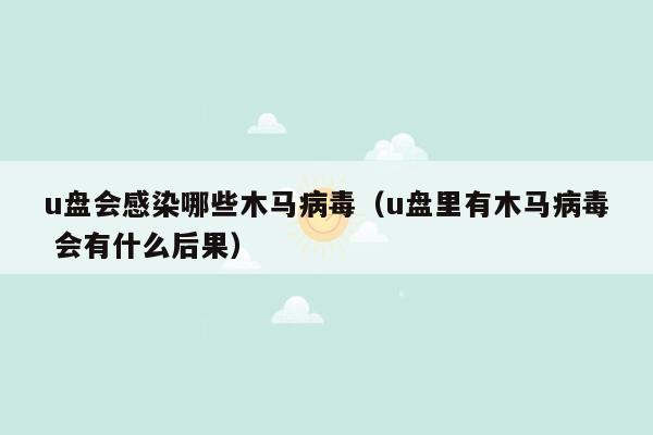 u盘会感染哪些木马病毒（u盘里有木马病毒 会有什么后果）