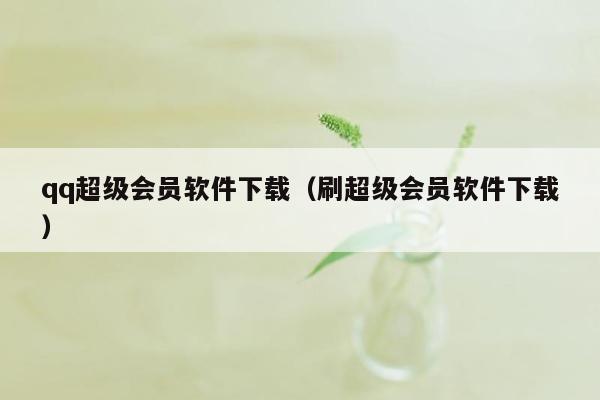 qq超级会员软件下载（刷超级会员软件下载）