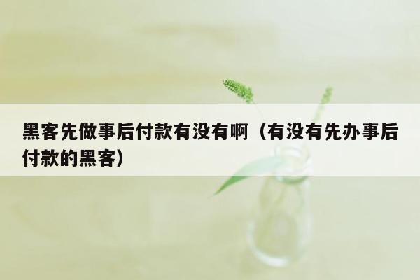 黑客先做事后付款有没有啊（有没有先办事后付款的黑客）