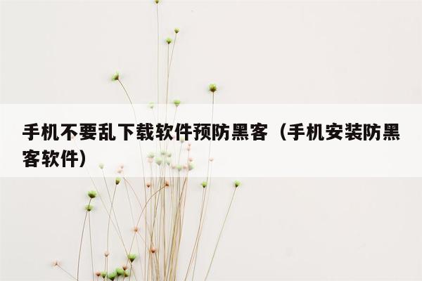 手机不要乱下载软件预防黑客（手机安装防黑客软件）