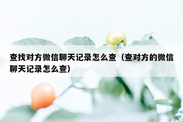 查找对方微信聊天记录怎么查（查对方的微信聊天记录怎么查）