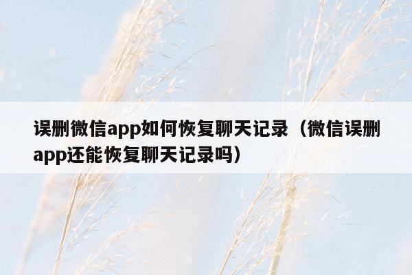 误删微信app如何恢复聊天记录（微信误删app还能恢复聊天记录吗）