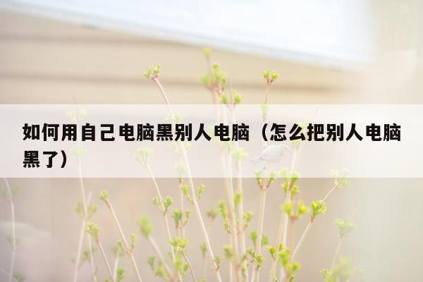 如何用自己电脑黑别人电脑（怎么把别人电脑黑了）