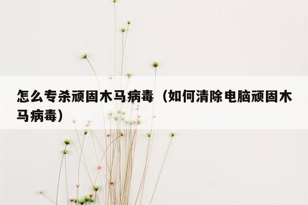 怎么专杀顽固木马病毒（如何清除电脑顽固木马病毒）