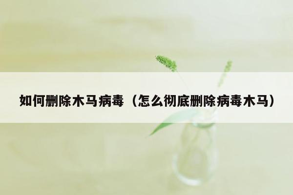 如何删除木马病毒（怎么彻底删除病毒木马）