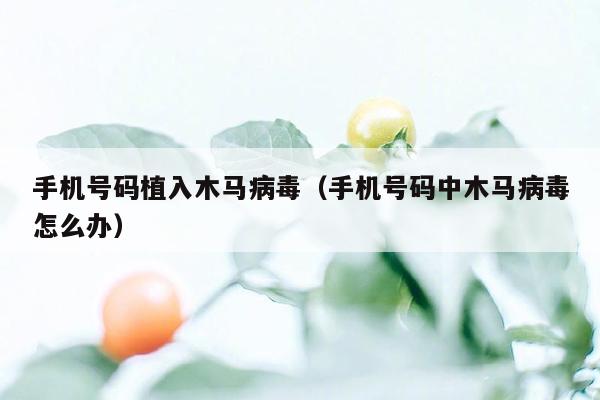 手机号码植入木马病毒（手机号码中木马病毒怎么办）