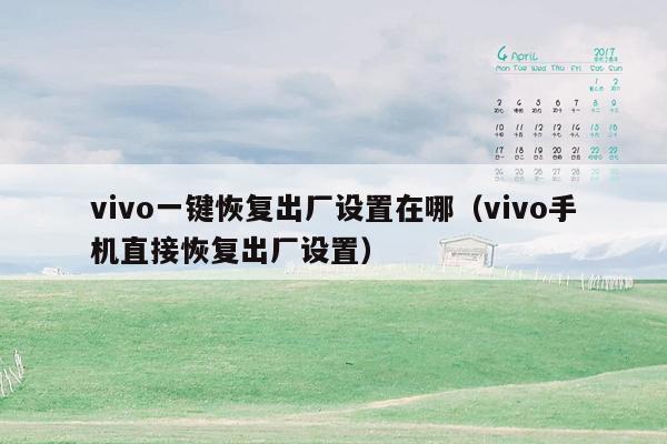 vivo一键恢复出厂设置在哪（vivo手机直接恢复出厂设置）