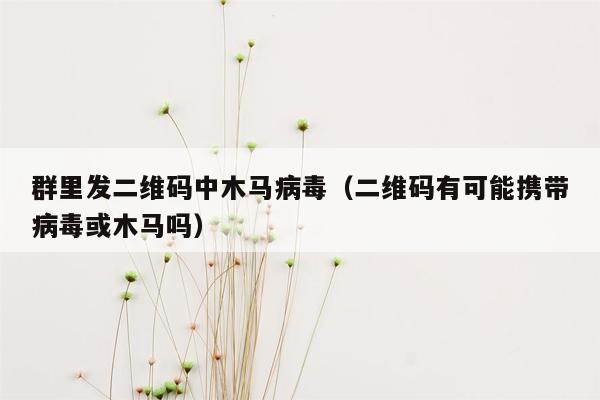 群里发二维码中木马病毒（二维码有可能携带病毒或木马吗）