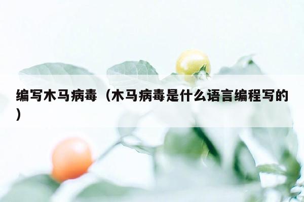 编写木马病毒（木马病毒是什么语言编程写的）