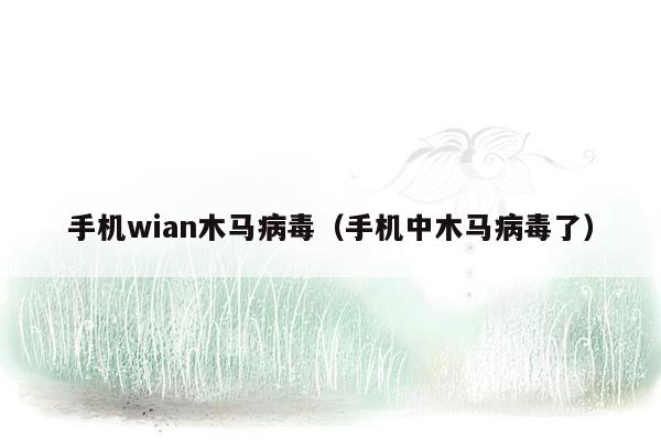 手机wian木马病毒（手机中木马病毒了）