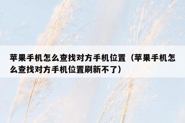 苹果手机怎么查找对方手机位置（苹果手机怎么查找对方手机位置刷新不了）