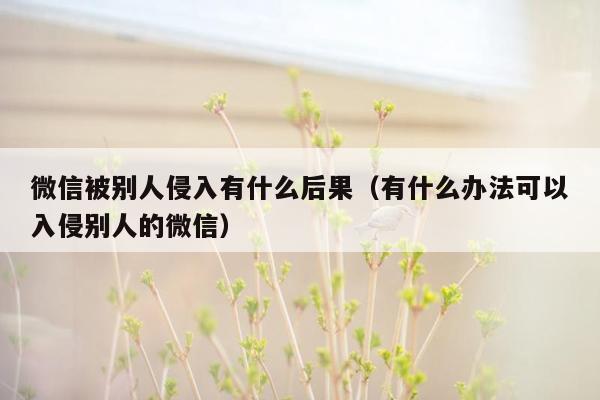 微信被别人侵入有什么后果（有什么办法可以入侵别人的微信）