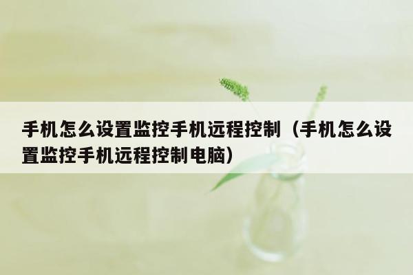 手机怎么设置监控手机远程控制（手机怎么设置监控手机远程控制电脑）