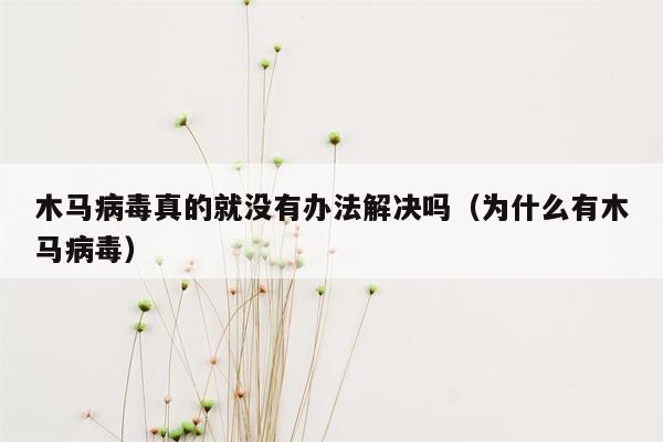 木马病毒真的就没有办法解决吗（为什么有木马病毒）