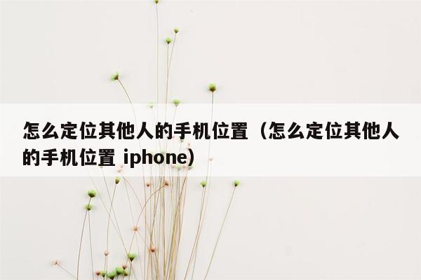 怎么定位其他人的手机位置（怎么定位其他人的手机位置 iphone）