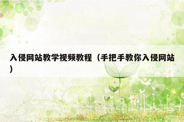 入侵网站教学视频教程（手把手教你入侵网站）