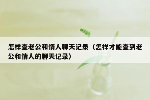 怎样查老公和情人聊天记录（怎样才能查到老公和情人的聊天记录）