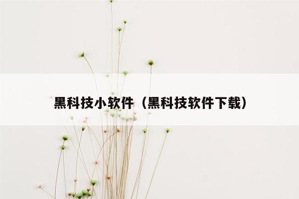 黑科技小软件（黑科技软件下载）