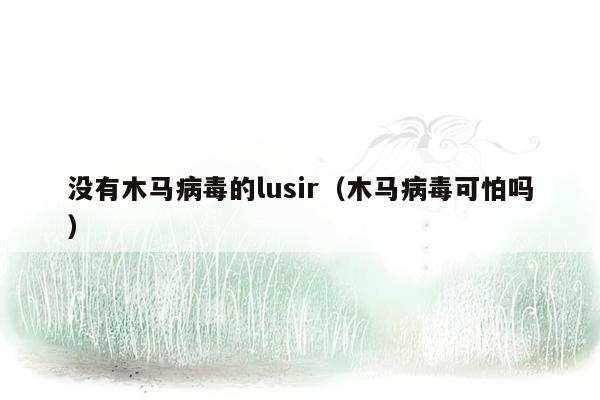 没有木马病毒的lusir（木马病毒可怕吗）