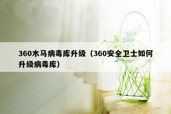 360木马病毒库升级（360安全卫士如何升级病毒库）