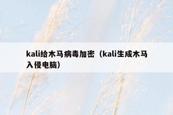 kali给木马病毒加密（kali生成木马入侵电脑）