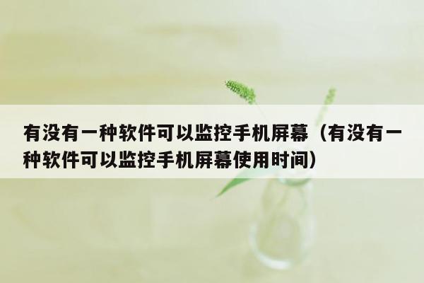 有没有一种软件可以监控手机屏幕（有没有一种软件可以监控手机屏幕使用时间）