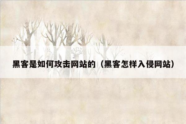 黑客是如何攻击网站的（黑客怎样入侵网站）