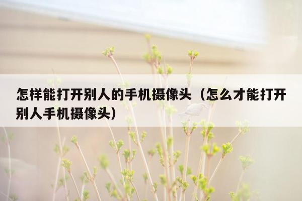 怎样能打开别人的手机摄像头（怎么才能打开别人手机摄像头）