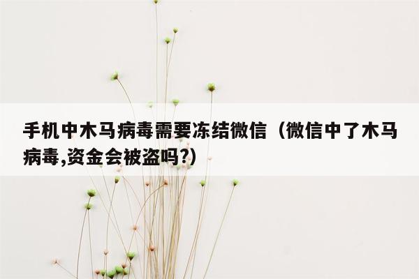 手机中木马病毒需要冻结微信（微信中了木马病毒,资金会被盗吗?）