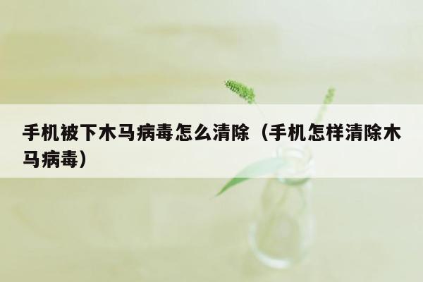 手机被下木马病毒怎么清除（手机怎样清除木马病毒）