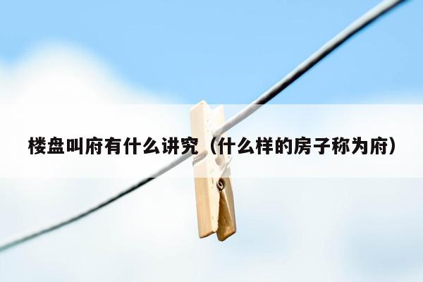 楼盘叫府有什么讲究（什么样的房子称为府）