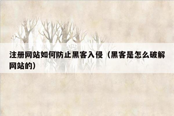 注册网站如何防止黑客入侵（黑客是怎么破解网站的）