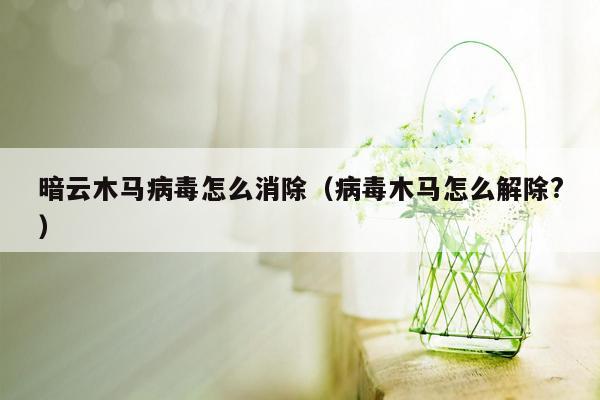 暗云木马病毒怎么消除（病毒木马怎么解除?）