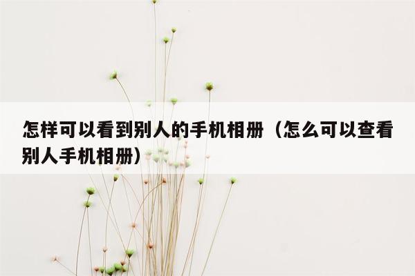 怎样可以看到别人的手机相册（怎么可以查看别人手机相册）