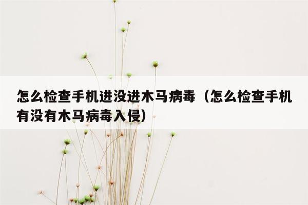 怎么检查手机进没进木马病毒（怎么检查手机有没有木马病毒入侵）