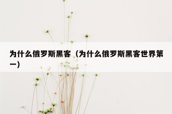 为什么俄罗斯黑客（为什么俄罗斯黑客世界第一）