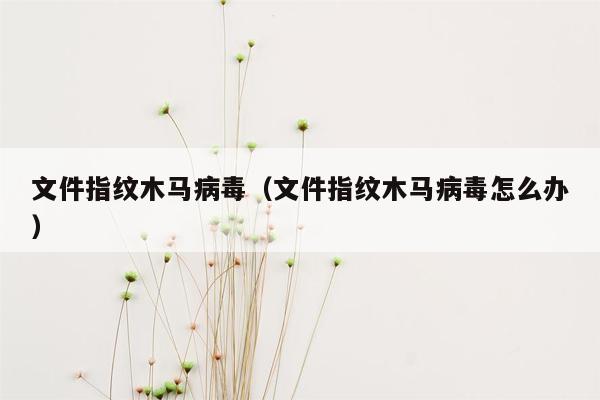 文件指纹木马病毒（文件指纹木马病毒怎么办）