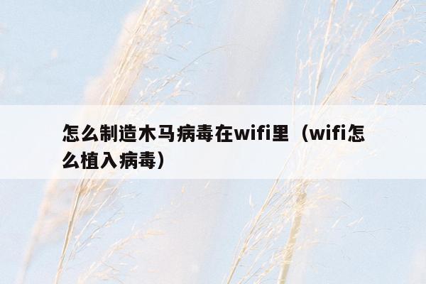 怎么制造木马病毒在wifi里（wifi怎么植入病毒）