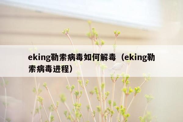 eking勒索病毒如何解毒（eking勒索病毒进程）