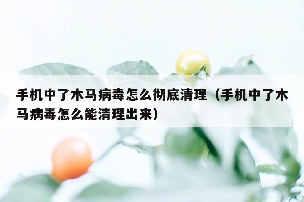 手机中了木马病毒怎么彻底清理（手机中了木马病毒怎么能清理出来）