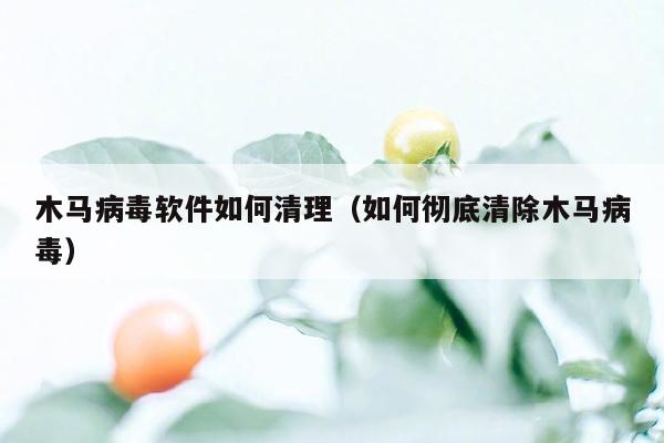 木马病毒软件如何清理（如何彻底清除木马病毒）