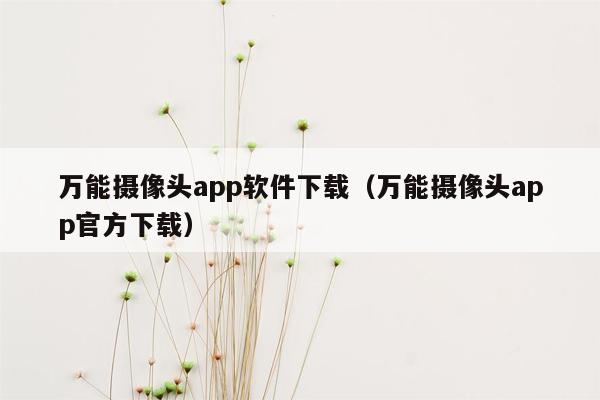 万能摄像头app软件下载（万能摄像头app官方下载）