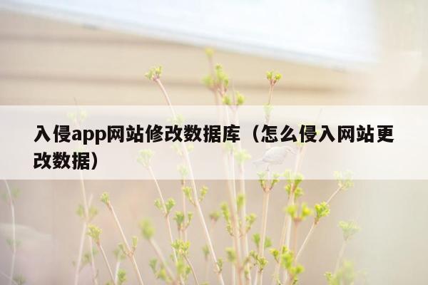 入侵app网站修改数据库（怎么侵入网站更改数据）