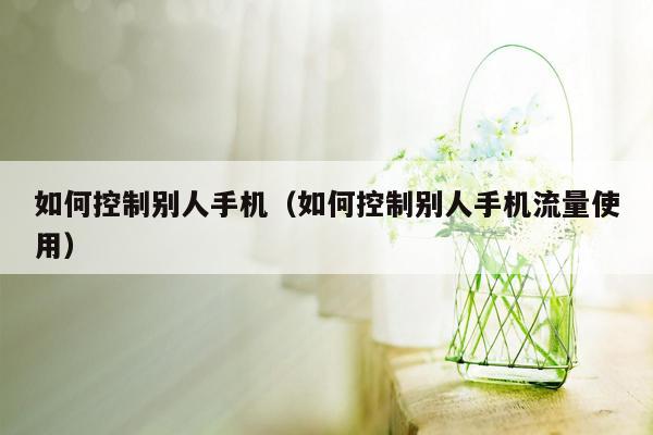 如何控制别人手机（如何控制别人手机流量使用）