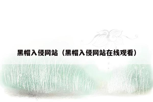 黑帽入侵网站（黑帽入侵网站在线观看）