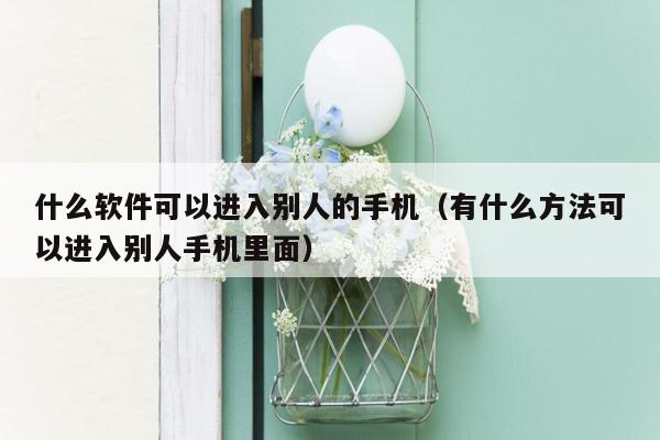 什么软件可以进入别人的手机（有什么方法可以进入别人手机里面）