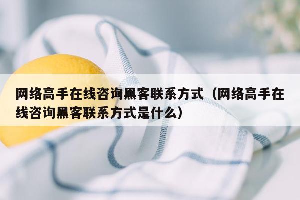 网络高手在线咨询黑客联系方式（网络高手在线咨询黑客联系方式是什么）