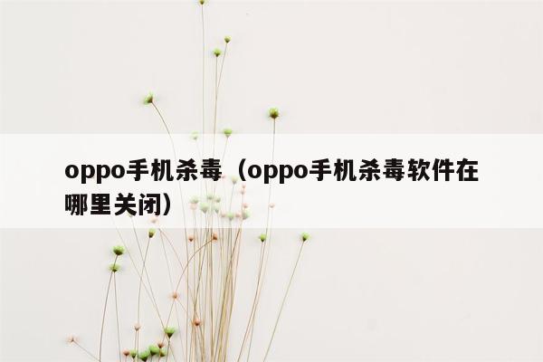 oppo手机杀毒（oppo手机杀毒软件在哪里关闭）