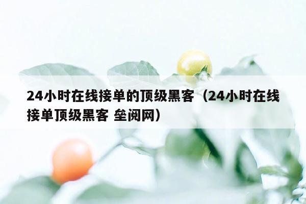 24小时在线接单的顶级黑客（24小时在线接单顶级黑客 垒阅网）