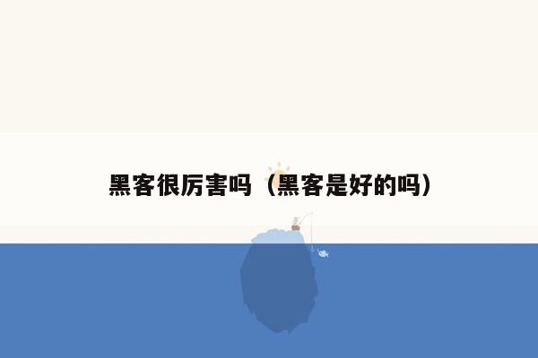 黑客很厉害吗（黑客是好的吗）